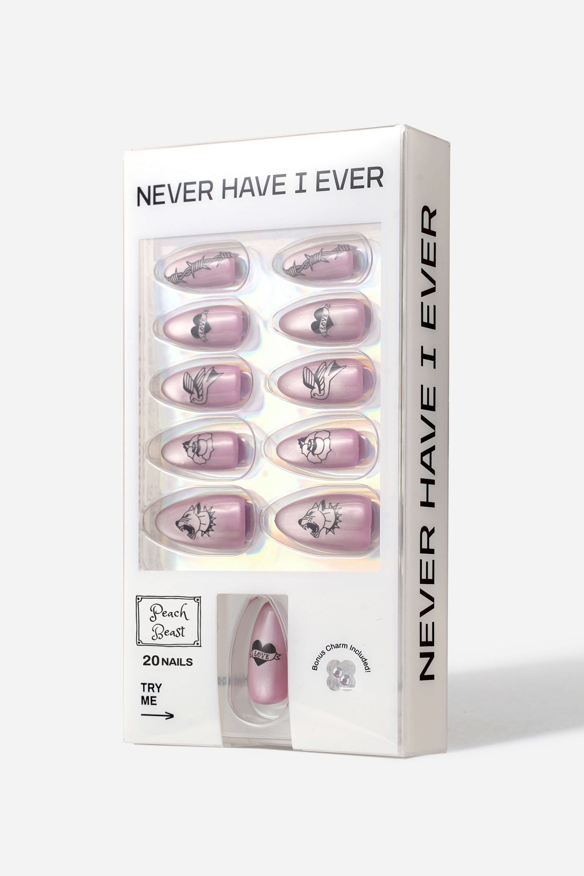 Love Tattoo Pink Cat-Eye Press-On Nails by Peach Beast